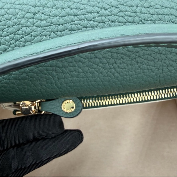 Strathberry Mosaic Bottle Green-Sage Leather Gold Bar Hardware - Picture 11 of 16